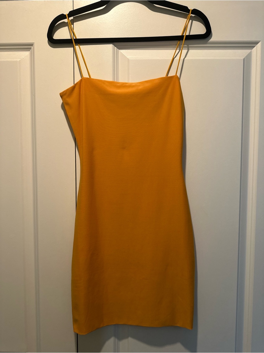 Womens Mustard Yellow Slip Dress - Classic Spaghetti Strap
